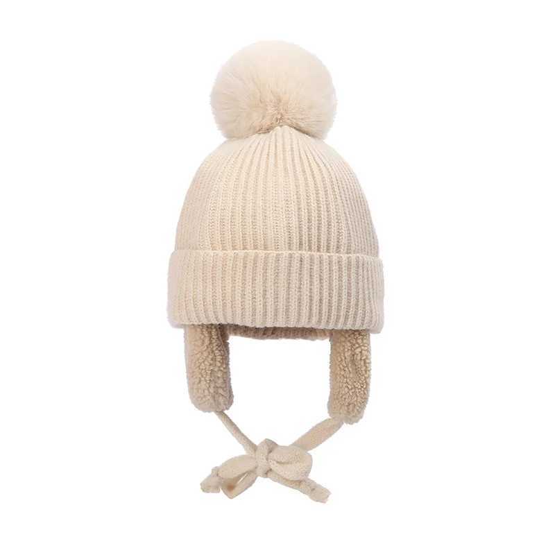 Knitted Kids Beanie Cap Bomber Hat Baby Boy Girl Hat Warm Children Baby Autumn Winter Girls Hat for Kids Bonnet Cap Bomber HatXJ241213