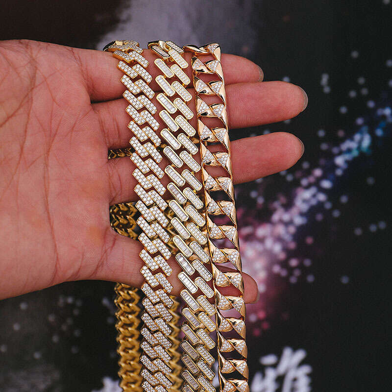 Factory Price Iced Out Chains Sier S Sterling 8mm 10mm 12mm VVS1 Moissanite Cuban Link Chain Necklace Women And Men
