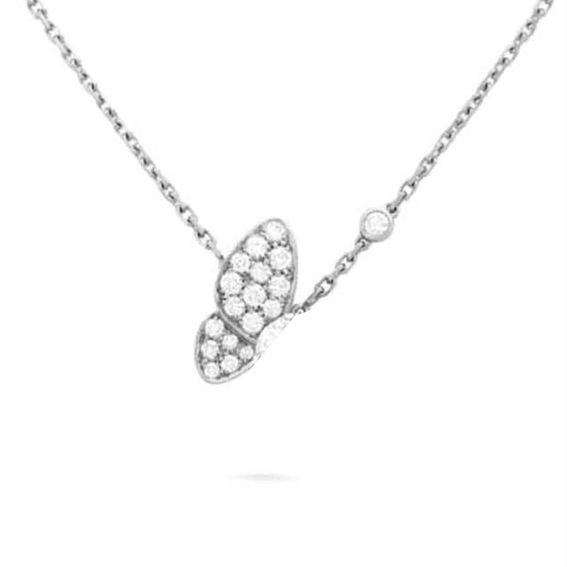 necklace Designer Jewelry Two butterfly Pendant Necklaces for women rose gold dia Red Bule White Shell stainless steel platinum Wedding gift wholesale