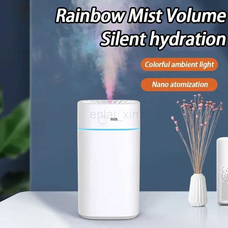 Mini h2o Air Humidifier LED Light 300ml Spray Cool Mist Maker Aromatherapy humidifier Double Wet Aroma Essential Oil Diffuser Y240806