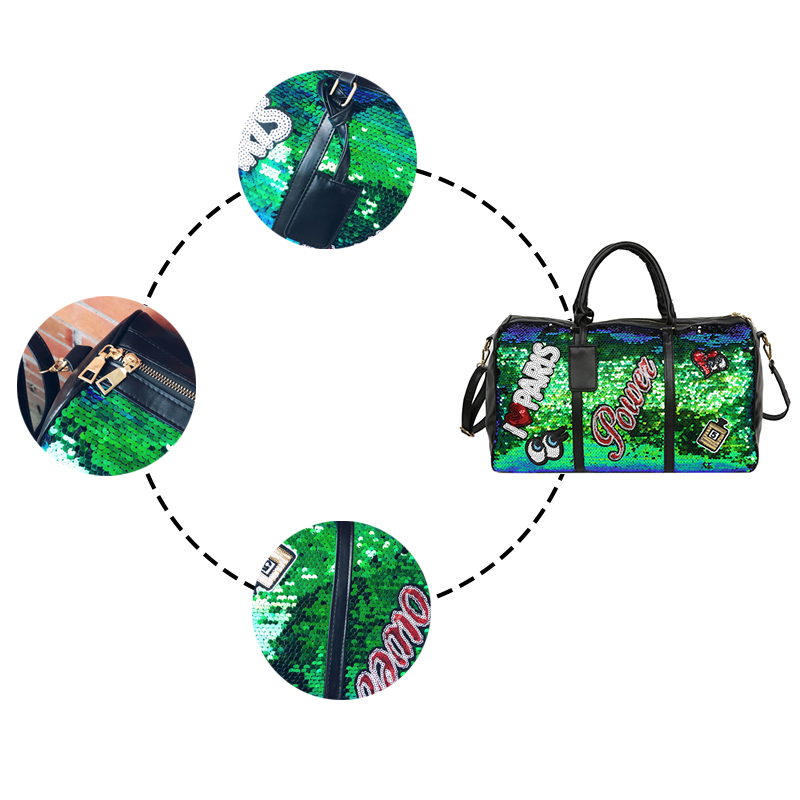Fashion Sequins Large Capacity Overnight Travel Bag Personalized Short-distance Duffle Bag for Women Big Weekend Gym Bag