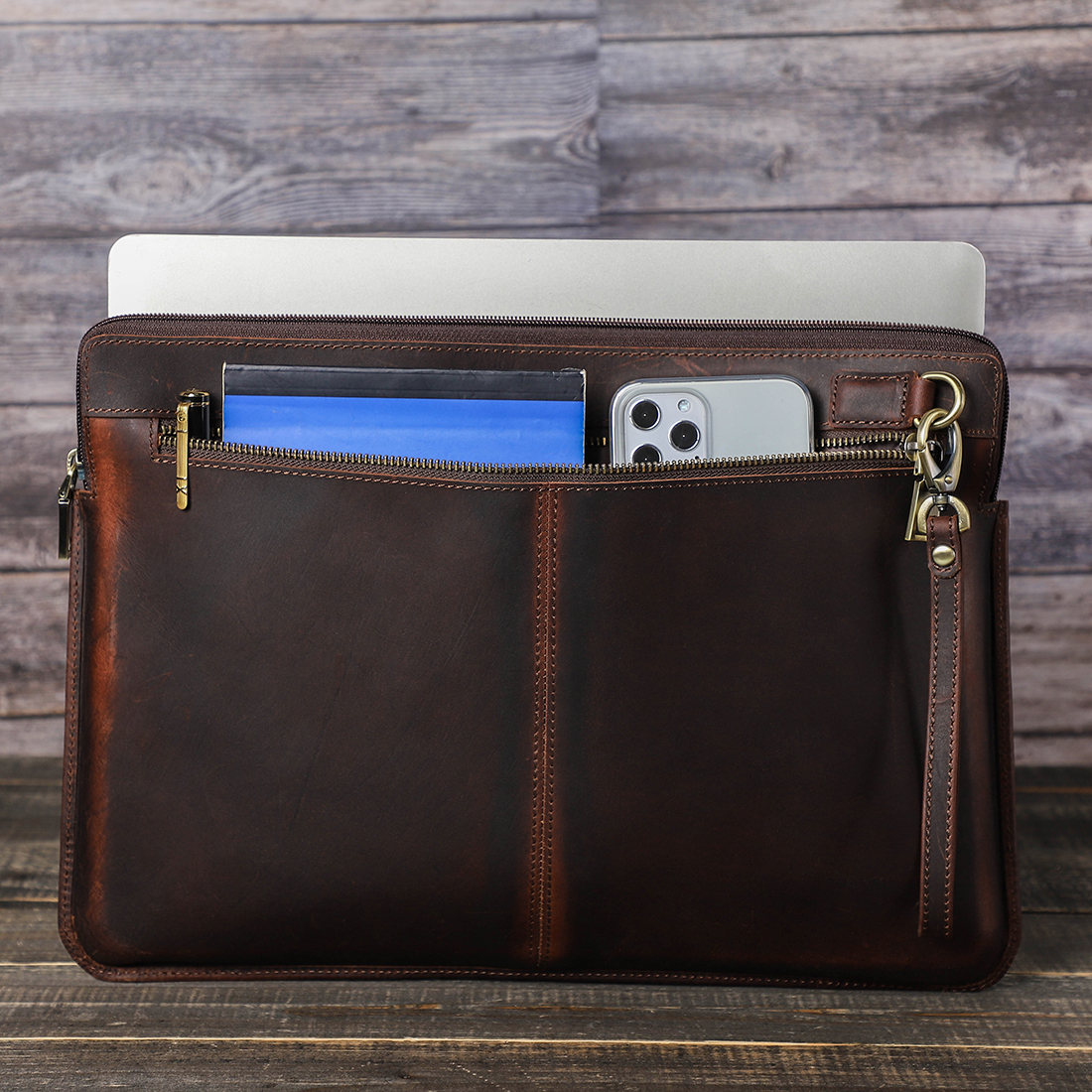 Laptop Briefcase Men For Macbook Air Pro 13 14 15 inch Cowhide Handbag Sleeve Tablet Pouch Case Lenovo Thinkpad Matebook Funda