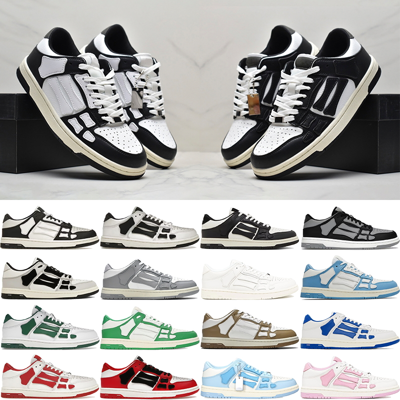 Designer Casual Shoes For Men Women Skel Top Low Genuine Leather Sneaker Fashion Low Flat Sneakers Black White Grey Green Red Blue Pink Outdoor Mens Trainers Size 36-45