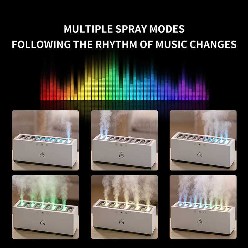 Heavy Fog Air Humidifier USB Ultrasonic Cool Mist Maker with RGB LED Lamp Follow Sound Rhythm Spray for Home Room Aroma Diffuser Y240806