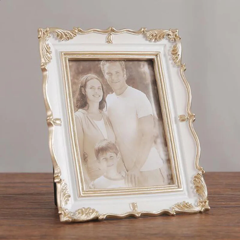 5inch 6inch 7inch European Style Resin Gold Edge Po Picture Frame Desktop Ornaments Office Home Decor 240802 H260306