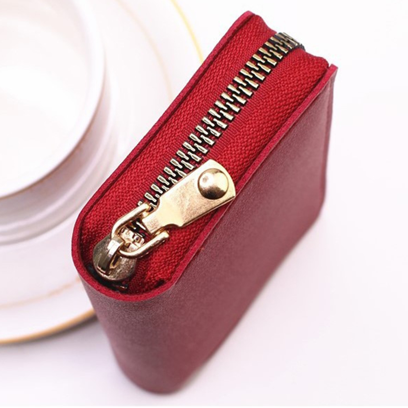 Business Men Card Holder Wallet Leather Bank/ID/Credit Card Wallet Blocking Credit Card Bag Zipper Case Coin Purse
