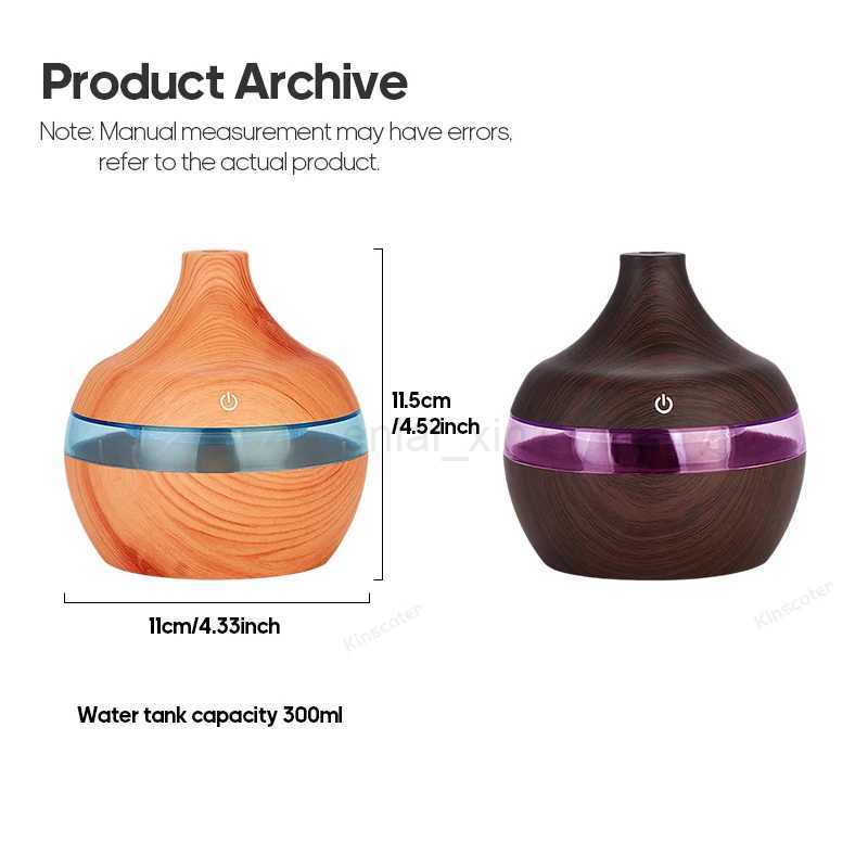 Wood Grain Humidifier 300ml USB Aroma Diffuser Atomizer USB Household Humidifier Hydrating Instrument Desktop Humidifier Y240806