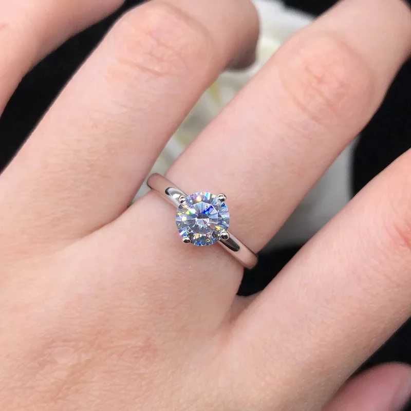 Solid 14K White Gold AU585 Womens Diamond Single Mo Silica Ring Recommended Diamond Ring W2408024