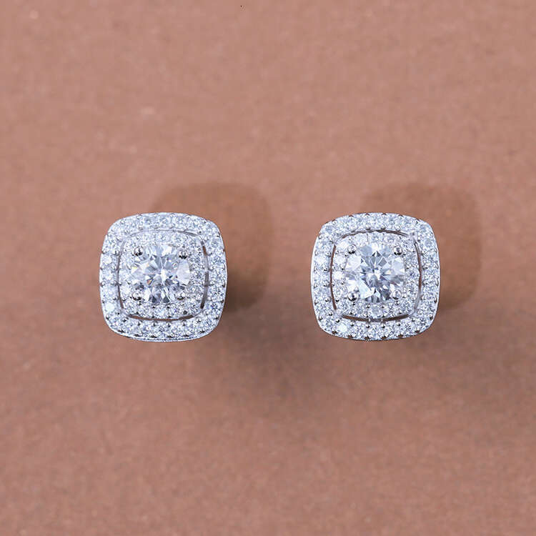 Fashion Fine Jewelry 5mm Round Dia S Sier GRA Moissanite Hip Hop Stud Earrings For Men Women
