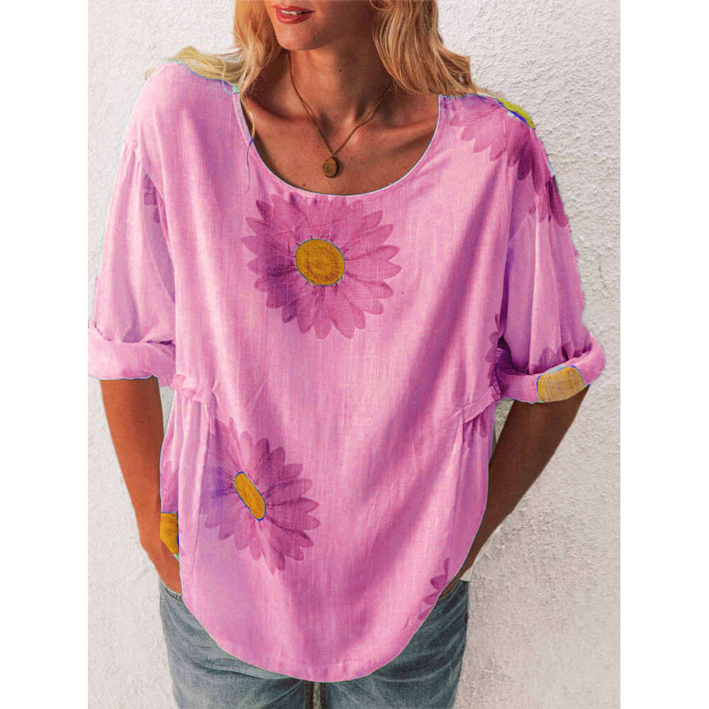 New Merchandise Half Sleeve Female Summer Harajuku Print Vintage O Neck Print Tshirt Backless Round Neck Street Activity Crop Tops2 Stretch Casual Und