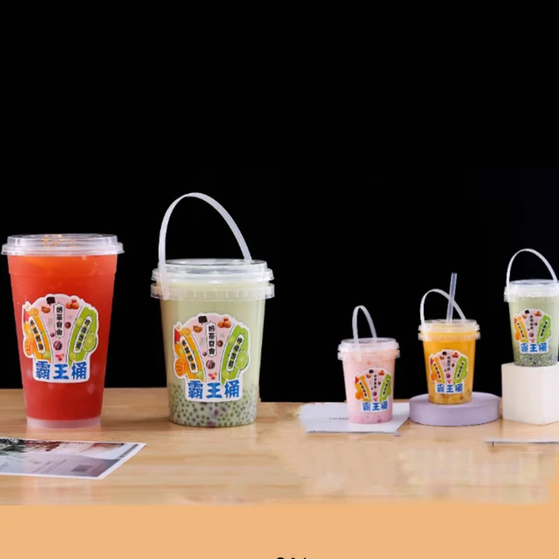 Disposable milk tea beverage bucket 700ml sealed lid portable fruit 500ml ice powder plastic packaging bowl 240802