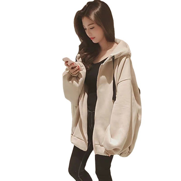 Winter Fashion Versatile Hoodie Women's Medium to Casual Long Sleeve Loose Letter Printed Coat Trendy