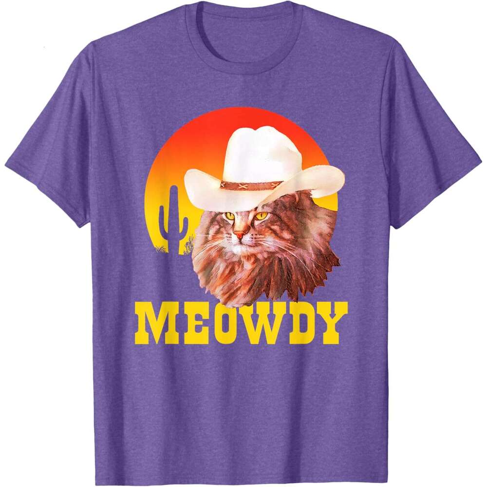 T shirt Mens Meowdy Funny Country Music Cat Cowboy Hat Vintage T-Shirt shirts tshirt graphic tee Casual tops summer clothes Short sleeve Free shipping