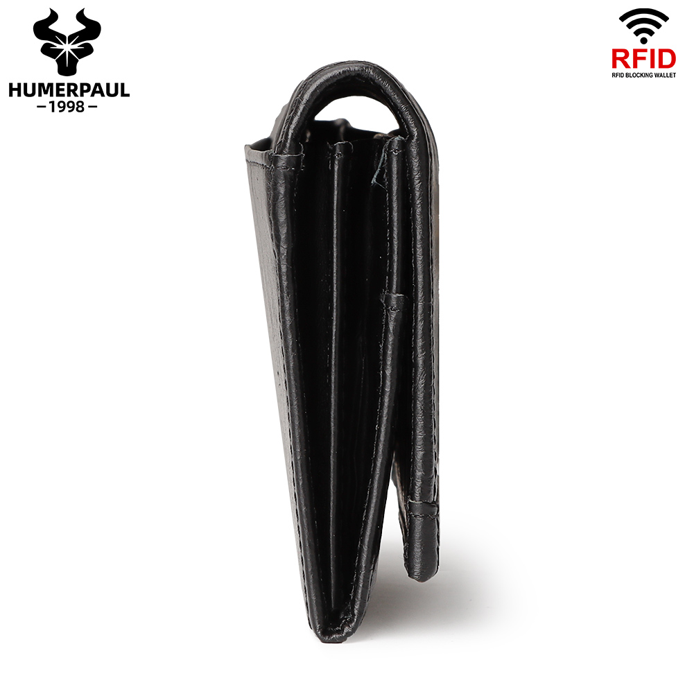Genuine Leather Men Wallet Long Clutch Bag Fashion Purse Phone Pocket For Women Credit Card Holder With Rfid Blocking Function
