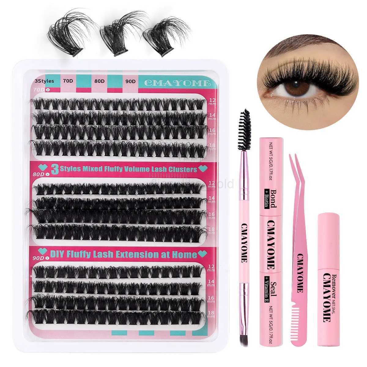 New DIY Segmented False Eyelash 216 Clusters 70D80D90Dwispy Hybrid Set 12mm-18mm Ultra Light Thick Reusable Easy to Use W240803