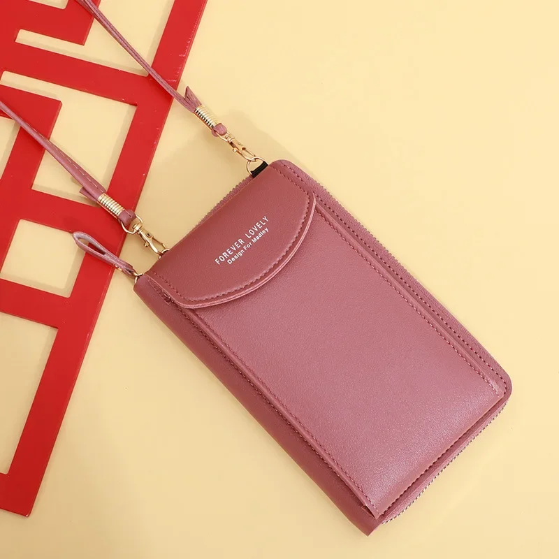 New Fashion One Shoulder Crossbody Phone Leather Bag Mini Versatile Shoulder Bag Multi Card Card Card Bag Keychain Female