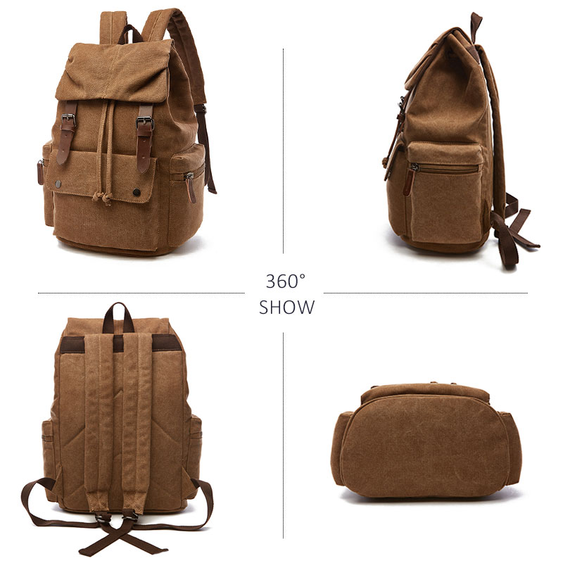 Scione Vintage Canvas Backpack Men's School Bag Men Travel For Laptop Fashion Outdoor Women Casual Sport Camping Retro Schoolbag