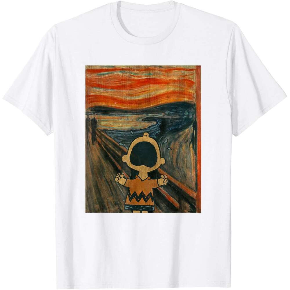 T shirt Mens Charlie Brown Scream Artsy T-Shirt shirts tshirt graphic tee Casual tops summer clothes Short sleeve Free shipping