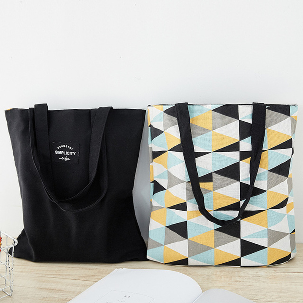 New Millet Wheat Fabric Double-sided Dual-use Shoulder Bags Cotton Linen Pocket Handbag Shopping Bag Female Canvas Cloth Totes