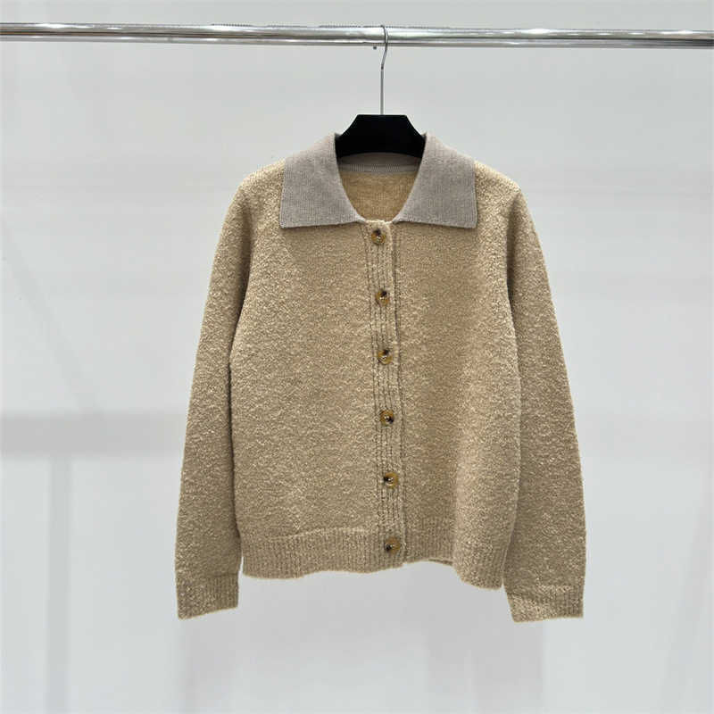 designer sweaters womens cardigan sweater Lapel terry cloth high quality knit fabrics Crew neck long sleeve tops letter jacquard design women clothes