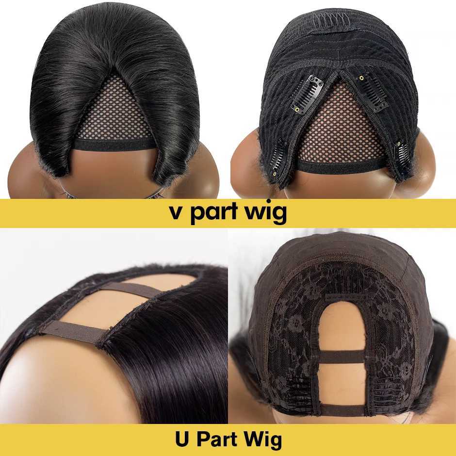Deep Curly V Part Wig Hair Loss Free Brazilian Deep Wave Hair Wig Female U Part Glueless Virgin Wig for Sale W240801