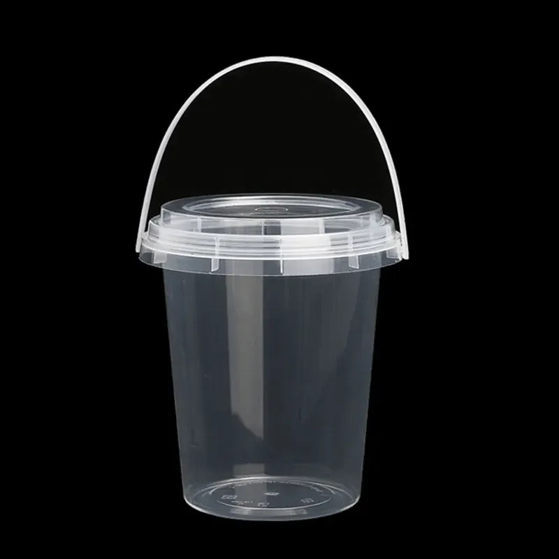 Disposable milk tea beverage bucket 700ml sealed lid portable fruit 500ml ice powder plastic packaging bowl 240802