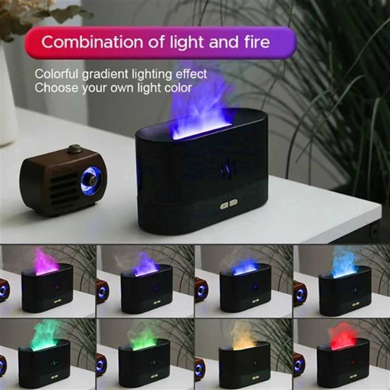 Kinscoter Aroma Diffuser Air Humidifier Ultrasonic Cool Mist Maker Fogger Led Essential Oil Flame Lamp Difusor Y240806