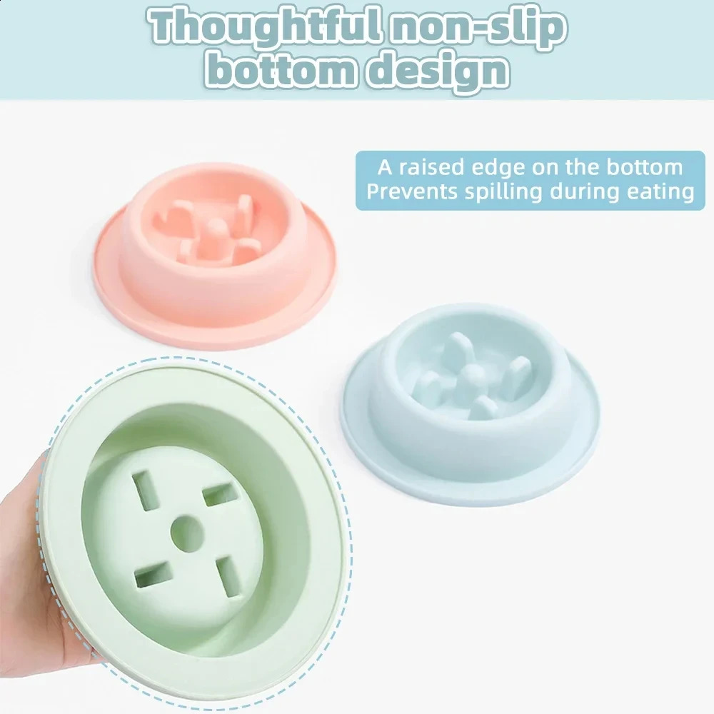 Pet Dog Suffocation Slow Plastic Puppy Cat Bowl Anti Swallow Plate Healthy Feeding Food Supplies 240802 26W0330