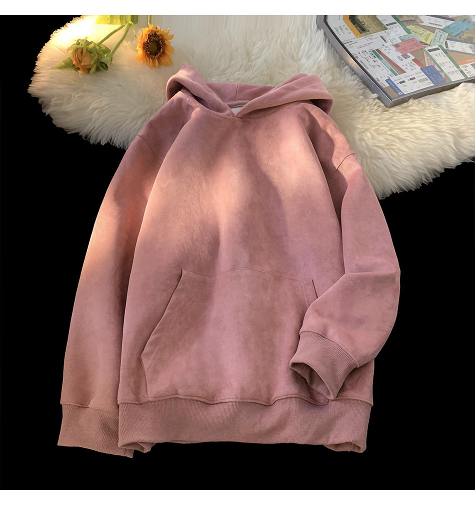 Suede plush hoodie for women's autumn and winter new American oversize loose trendy brand hooded jacket