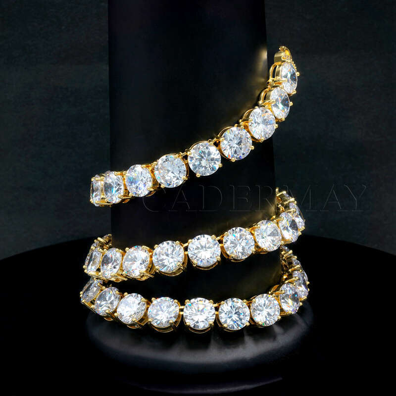 Cadermay Fashion Gold Cluster Link 10mm S Iced Out Moissanite Tennis Chain Women Men Gift