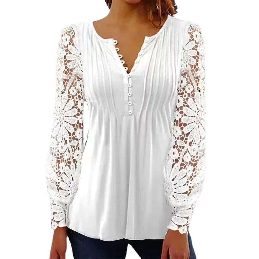 Best Saller Hip Hop Female Short-sleeved Hollow Out Slim Top Female O-neck Crop Tops Pure Cotton Lace Slim-fit Chiffon Street Activity Crop Tops2