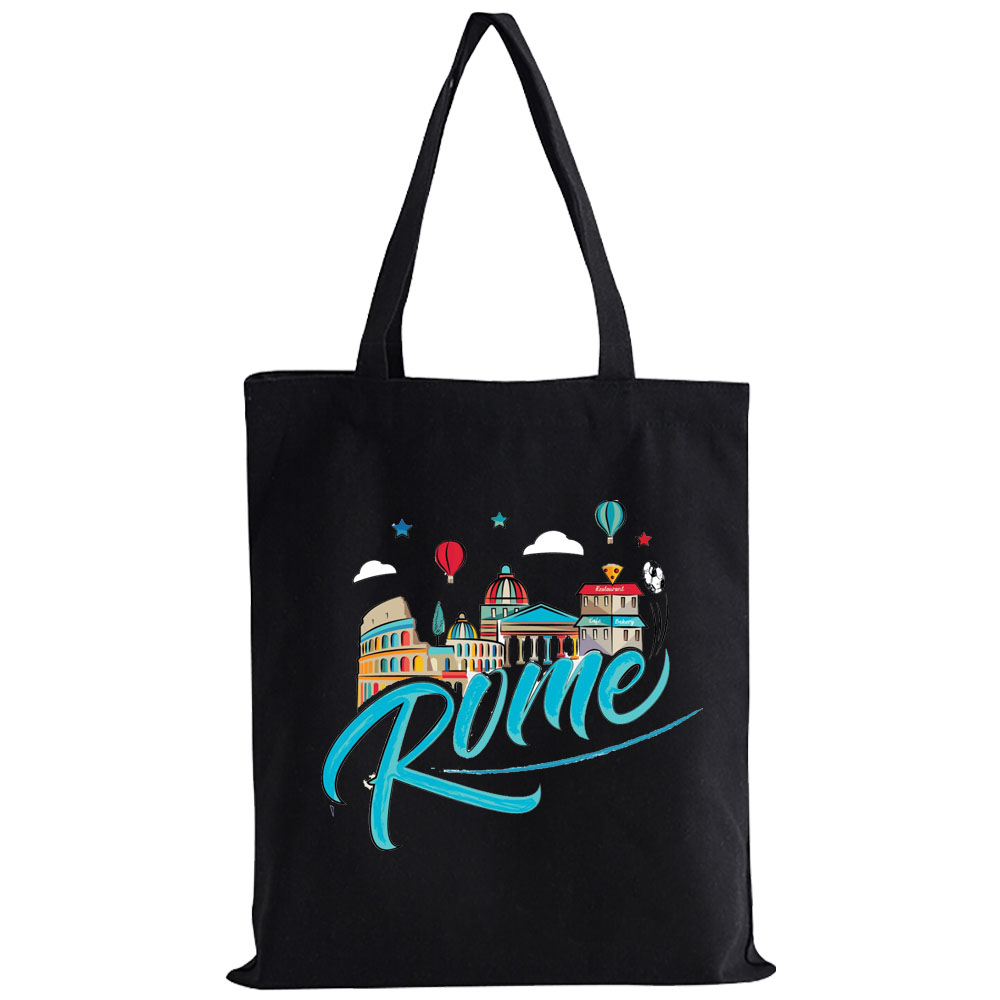Naples Italy Skyline Travel Souvenir Italian Flag Landmark Tote Bags Shopping Bag Canvas Reusable Summer Large Shoulder Handbags