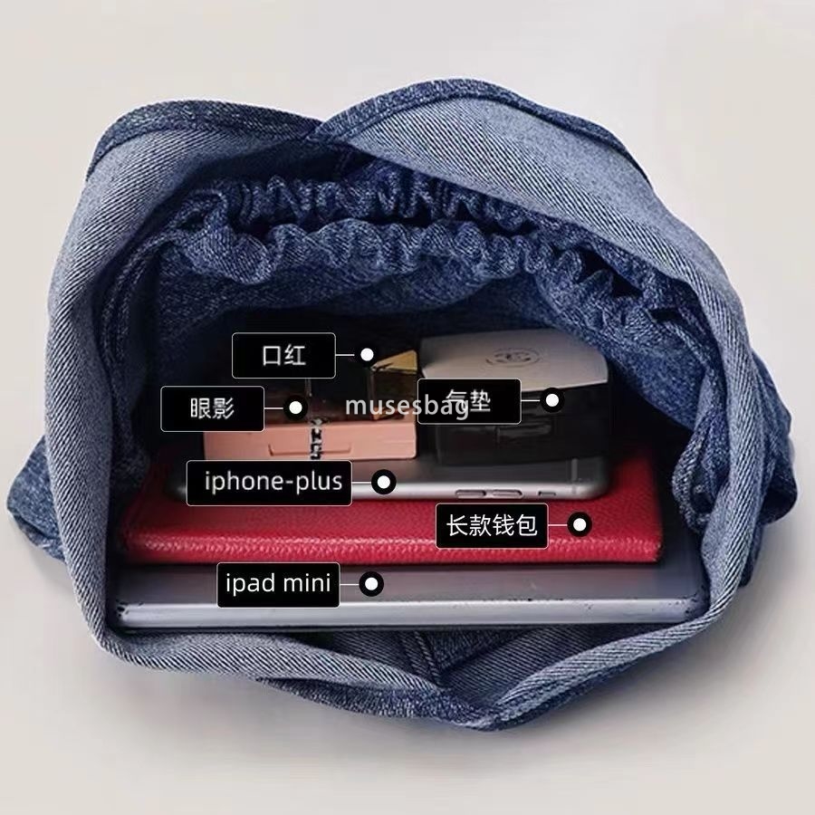 New high-quality Korean denim canvas bag, women's shoulder tote bag crescent bag niche design texture ins