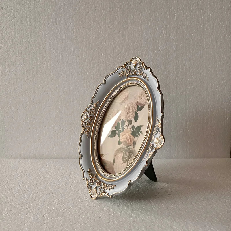 Vintage European Style Carved Resin Antique Picture Frame for Tabletop Wall Hanging 240802 H260306