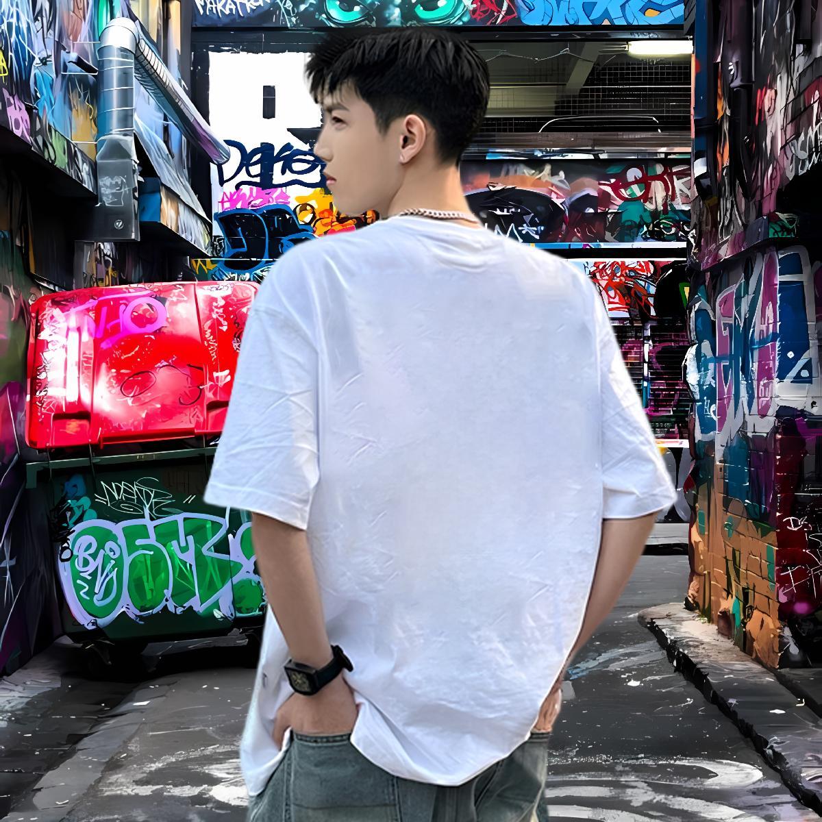 Fashion T-Shirts 230g 100% Cotton dinosaur Daily Wear Top Tees O-Neck Short Sleeve Designer Mens Tshirts Black White