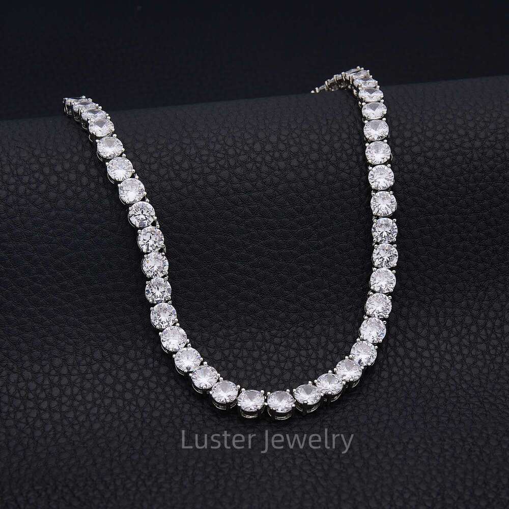 Luster Superb Fine Jewelry Sterling Sier D White Round 6/8/12mm Moissanite Tennis Chain Necklace with GRA Certificate