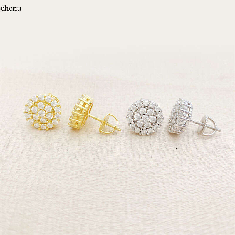 Trend Sier Moissanite Stone studs Personality hiphop hipster hip hop Earrings