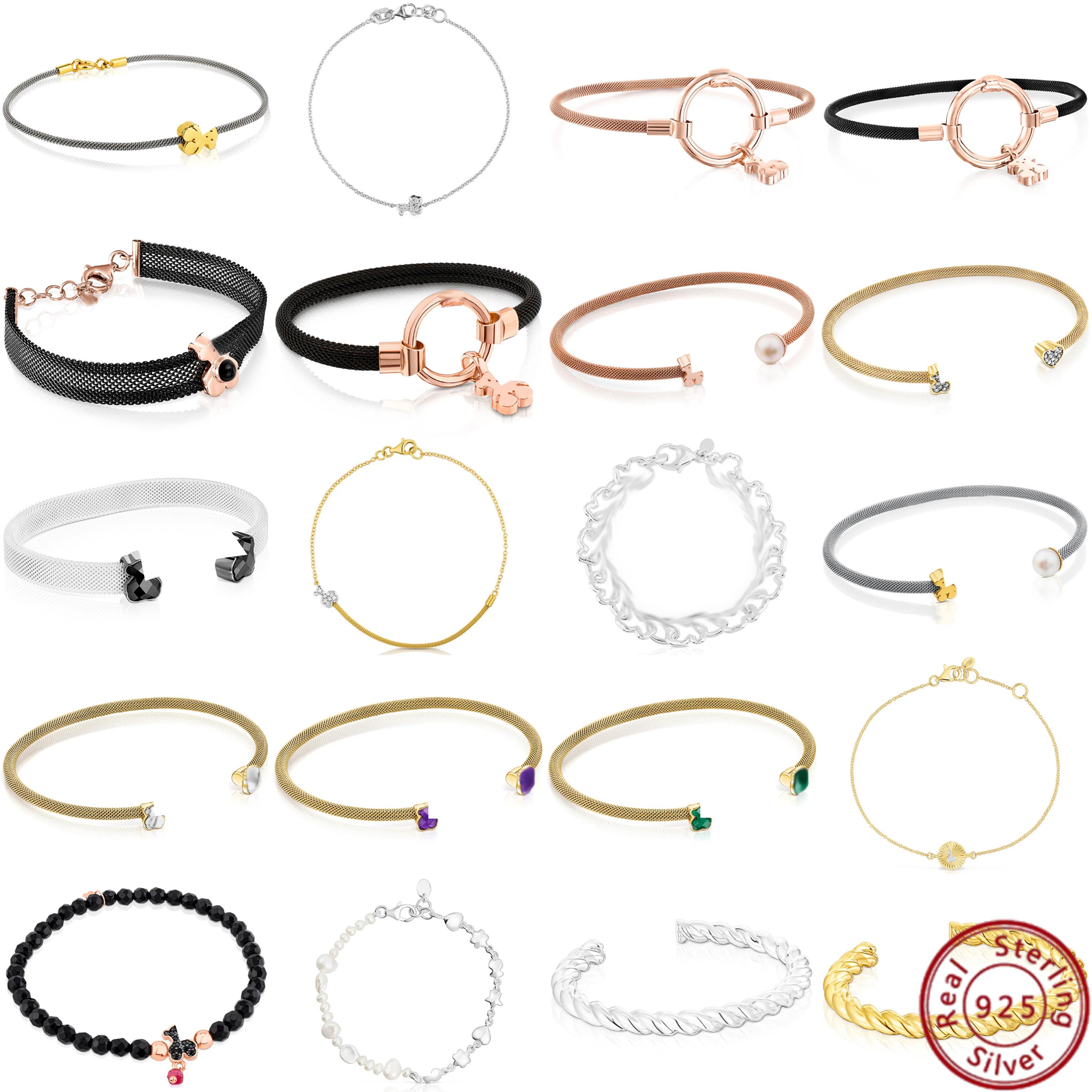 2025 New Arrival Spanish Bear Charm Bracelet High Quality 925 Sterling Silver Open Bangle Chain Bracelet for Women and Couples Gift