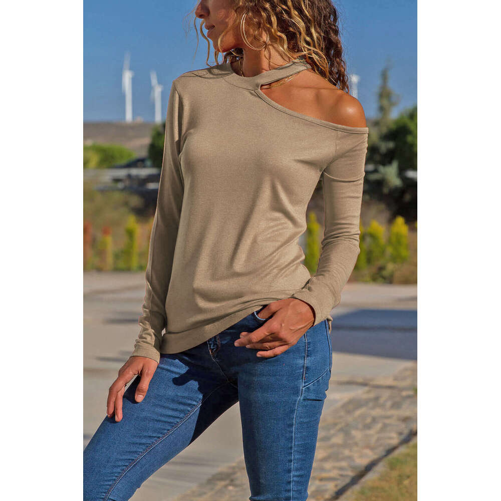 New Merchandise Fashion Retro Hollow Out Slim Top Female Long Sleeve Tee Shirts Print Tshirt Womens Stripe Street Activity Crop Tops2 Womens T Shirt C