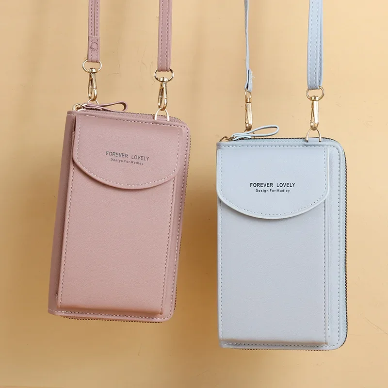 New Fashion One Shoulder Crossbody Phone Leather Bag Mini Versatile Shoulder Bag Multi Card Card Card Bag Keychain Female