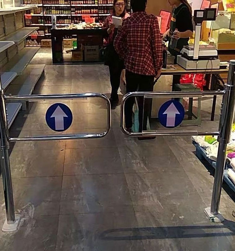 Turnstile Gate Platform with Bottom Plate Wiring Free Swing Gate Movable Stainless Steel with Wheel Base Installation Free Gate