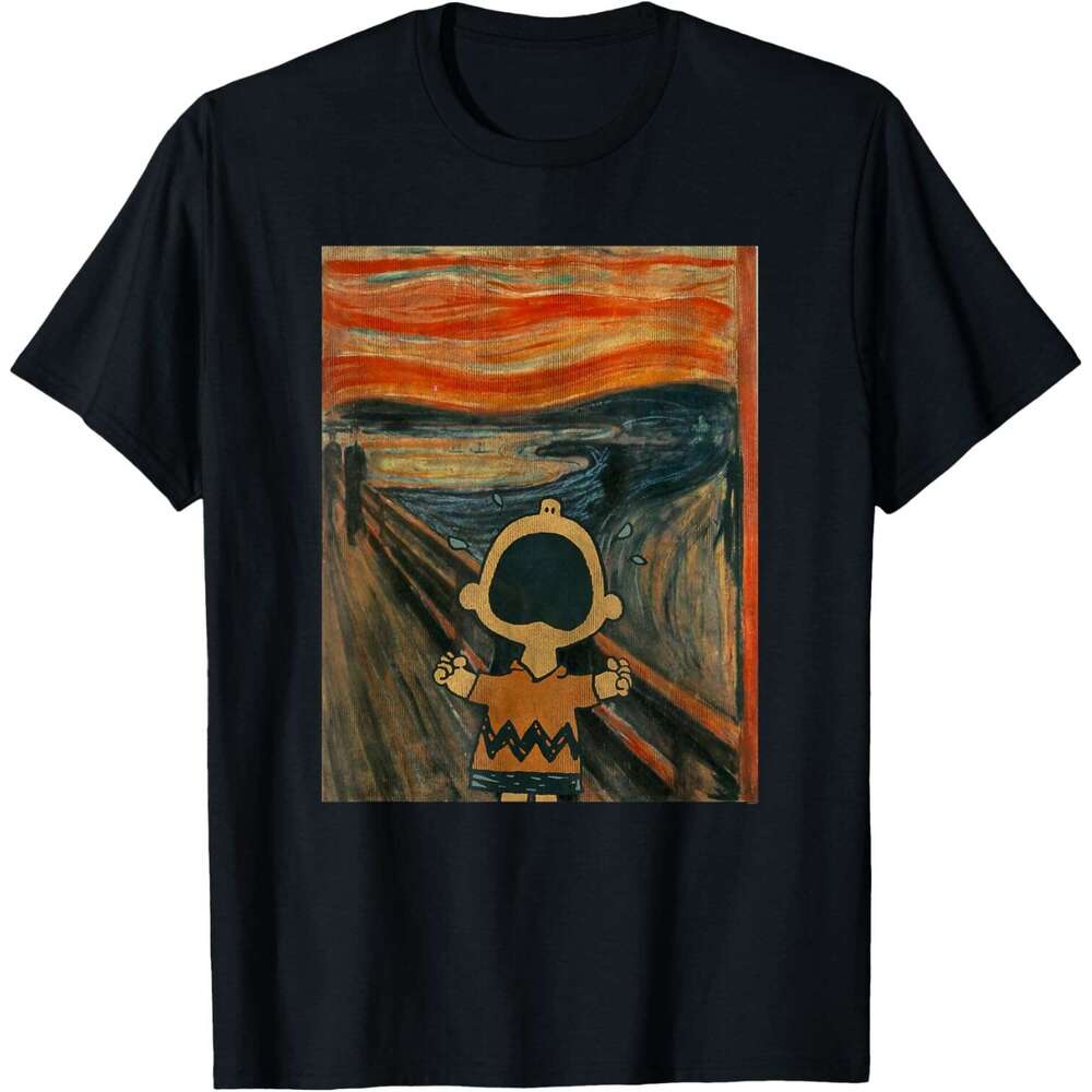 T shirt Mens Charlie Brown Scream Artsy T-Shirt shirts tshirt graphic tee Casual tops summer clothes Short sleeve Free shipping