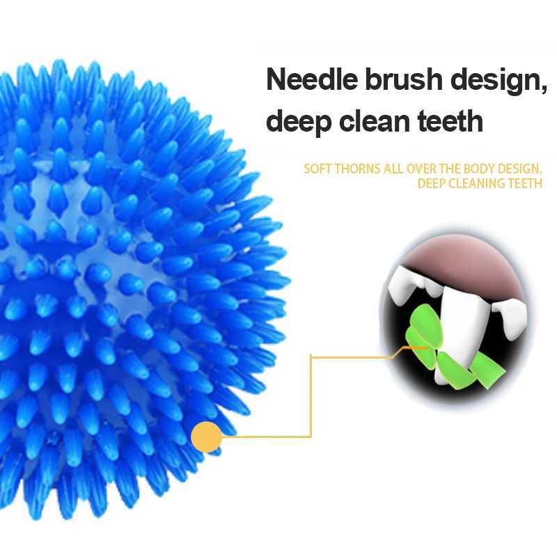 High Quality Pet dog toys cats puppies sound toys polka squeeze teeth cleaning balls TPR training pet teeth chewing toys spike ball accessories T25040