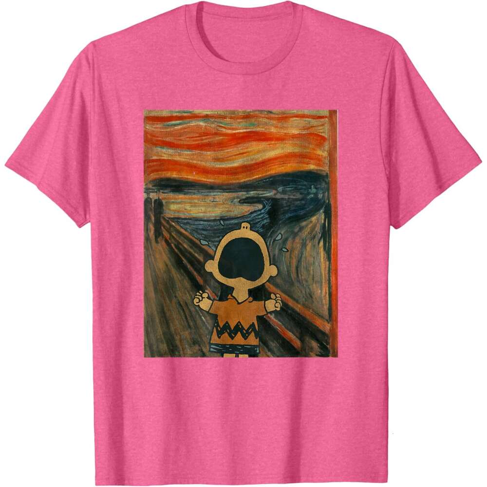 T shirt Mens Charlie Brown Scream Artsy T-Shirt shirts tshirt graphic tee Casual tops summer clothes Short sleeve Free shipping