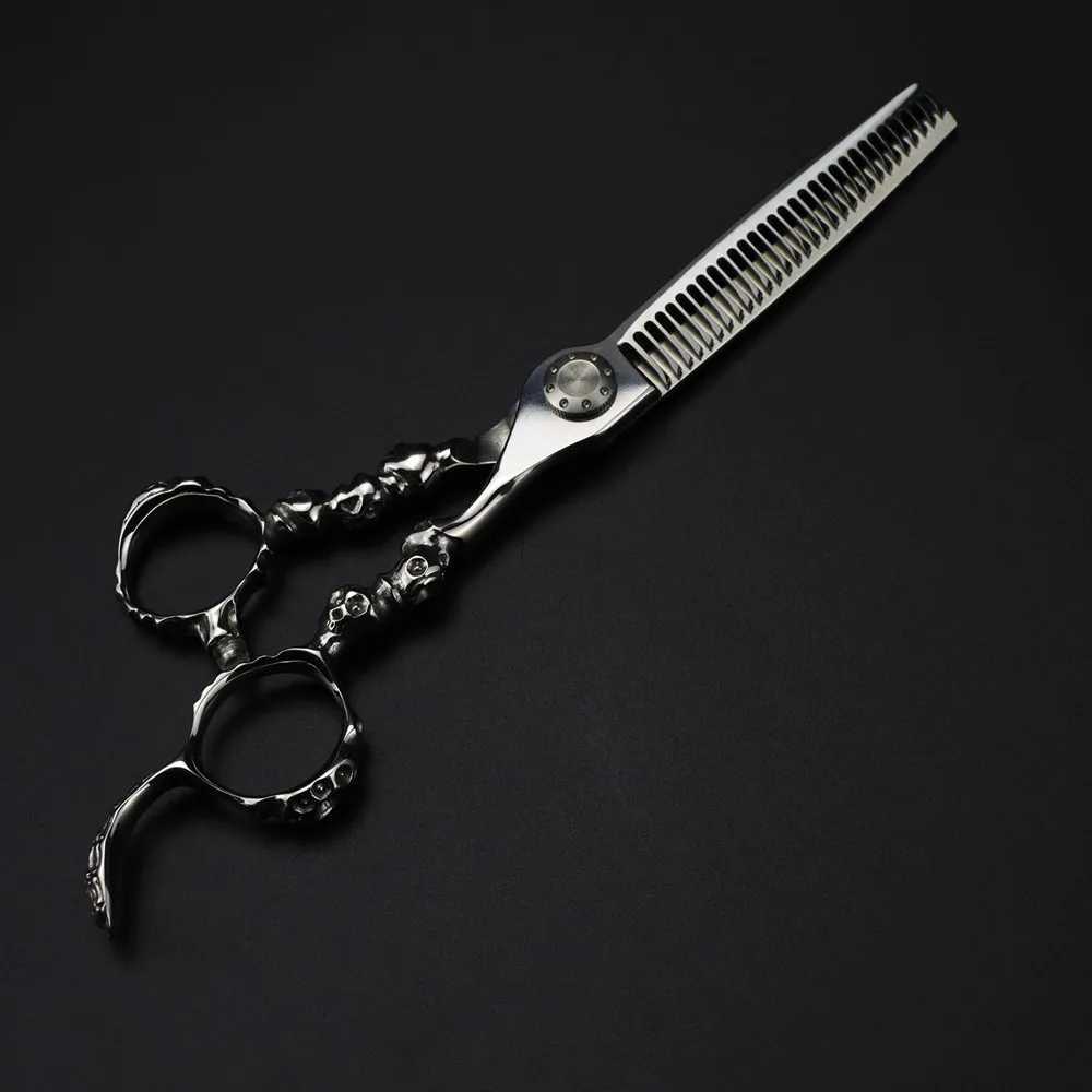 Professional Japan 440c 6 inch Skull scissor Upscale hair scissors haircut thinning barber cutting shears hairdressing scissorsM240801