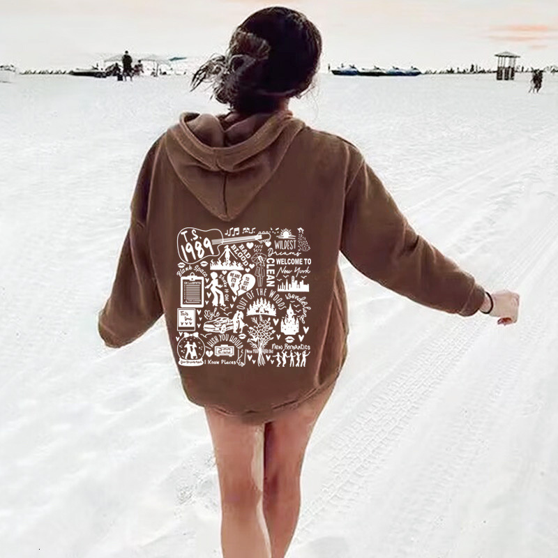 Autumn and winter new letter fashion printed back collar with fleece Versatile hooded sweatshirt for women