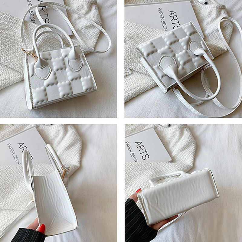 Fashion Biscuit Embossing Crossbody Bags For Women PU Travel Ladies Flat Shoulder Female Handbag Brand Designer Bags