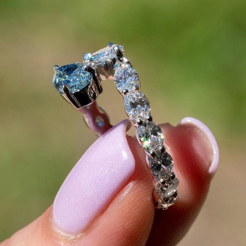 Sterg Water Drop Ring: Sier Cubic Zirconia Eternity Band for Women - Handmade Wedding Ring