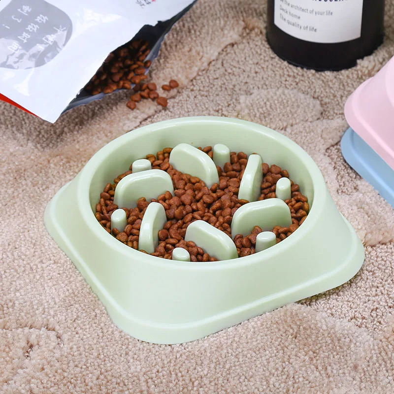 Pet Dog Slow Feeder Plastic Anti Choking Puppy Cat Eating Dish Bowl Anti-Gulping Food Plate 240802 26W0330