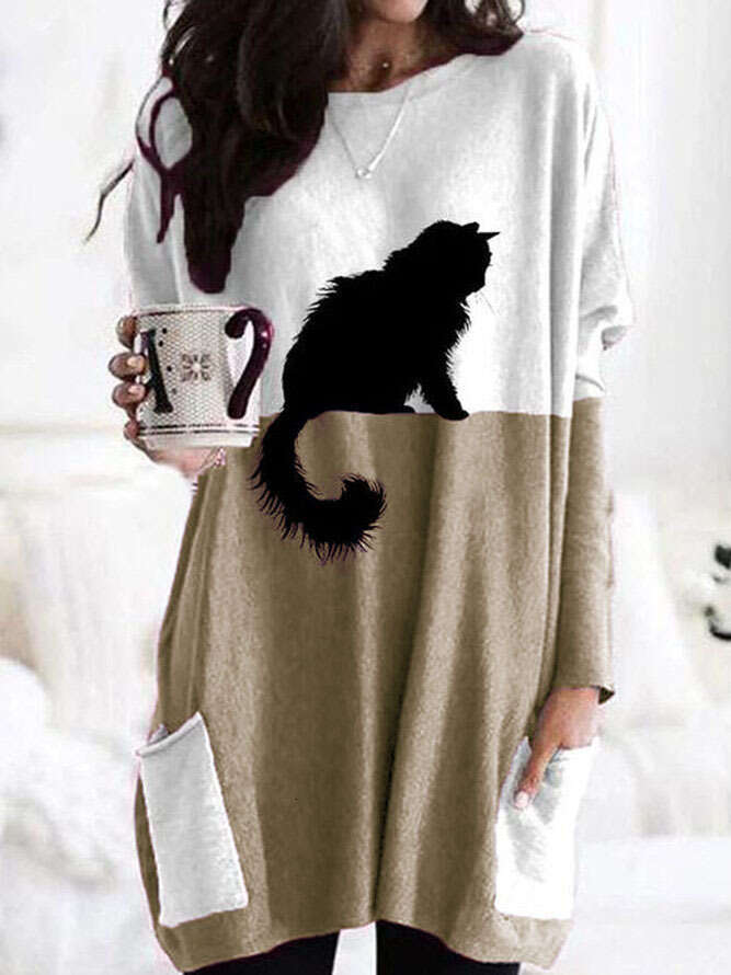 Men New Merchandise Best Saller Retro Female Spring Harajuku Print Vintage Pure Cotton Collar Blouse Round Neck Stretch Casual Undershirt Solid Turtle